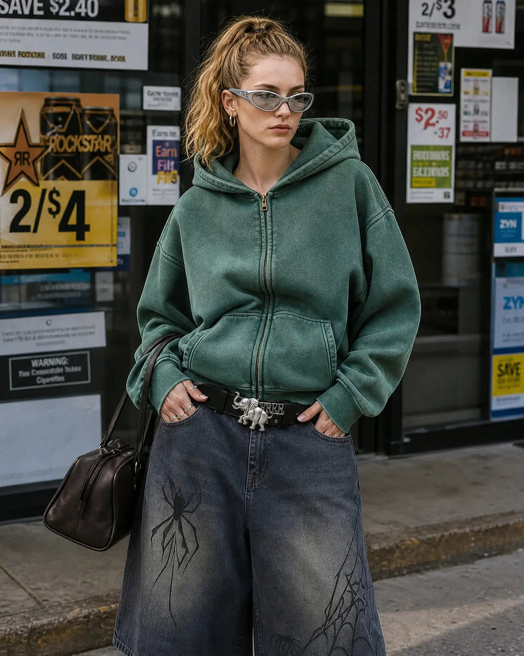 Flation washed distressed fleece zip-up hoodie featuring a casual, worn-in look with a comfortable fit and front zipper.