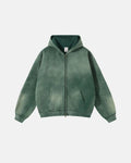 Flation Monkey Wash zip-up hooded jacket in blue with front pockets and adjustable drawstrings, casual style for men.