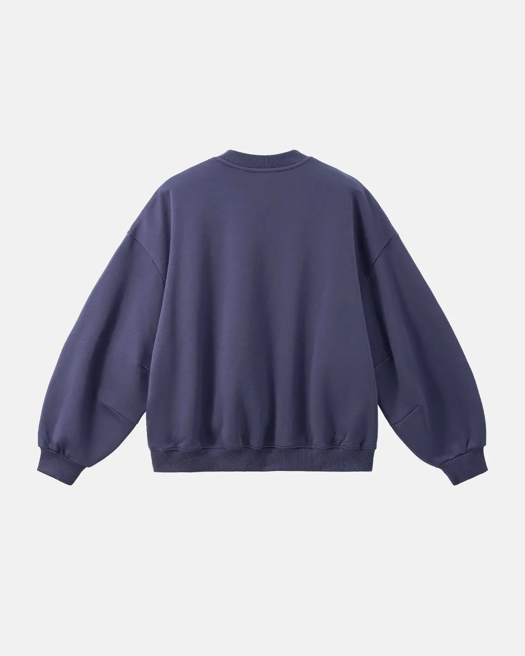 Blank comfy crewneck sweatshirt by INFLATION, soft fabric, relaxed fit, light color, shown on a hanger.