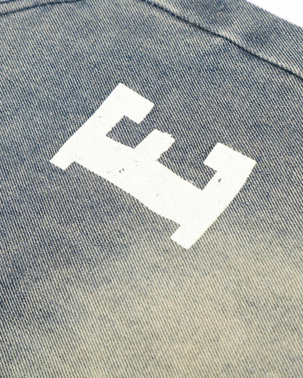 Inflation brand rhinestone cross double waist denim jorts, stylish denim pants with rhinestone embellishments and unique waist design.