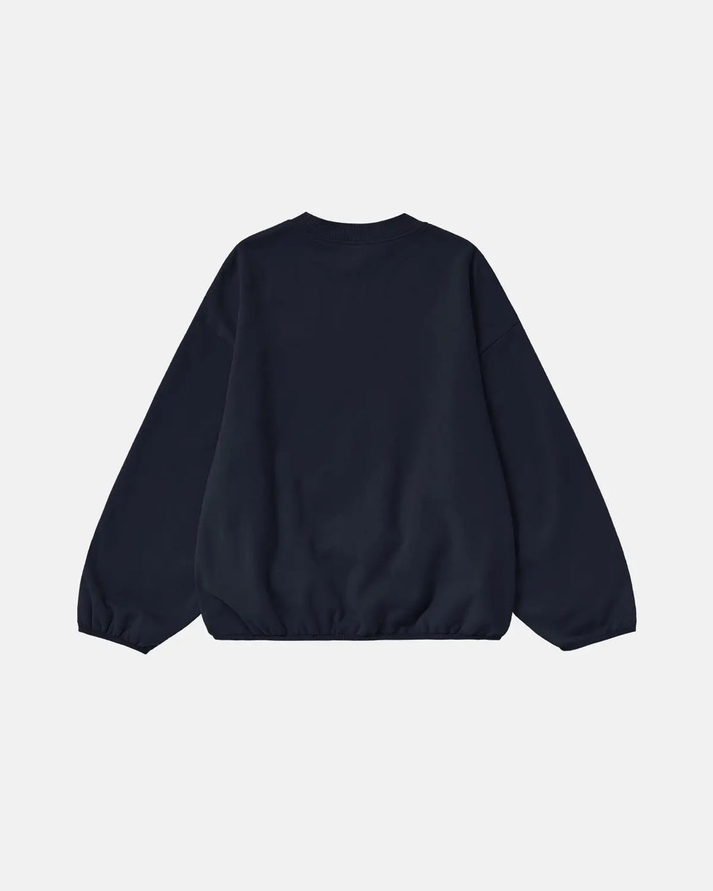 Gray Flation premium boxy crewneck sweatshirt laid flat, showcasing its relaxed fit and soft fabric for streetwear style.