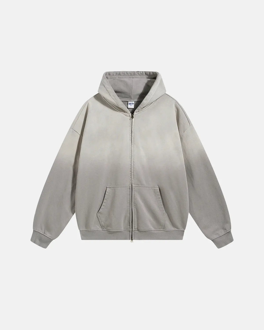 Flation Monkey Wash French Terry Zip Up Hoodie showing front view with hood, full zipper, and casual fit in soft fabric