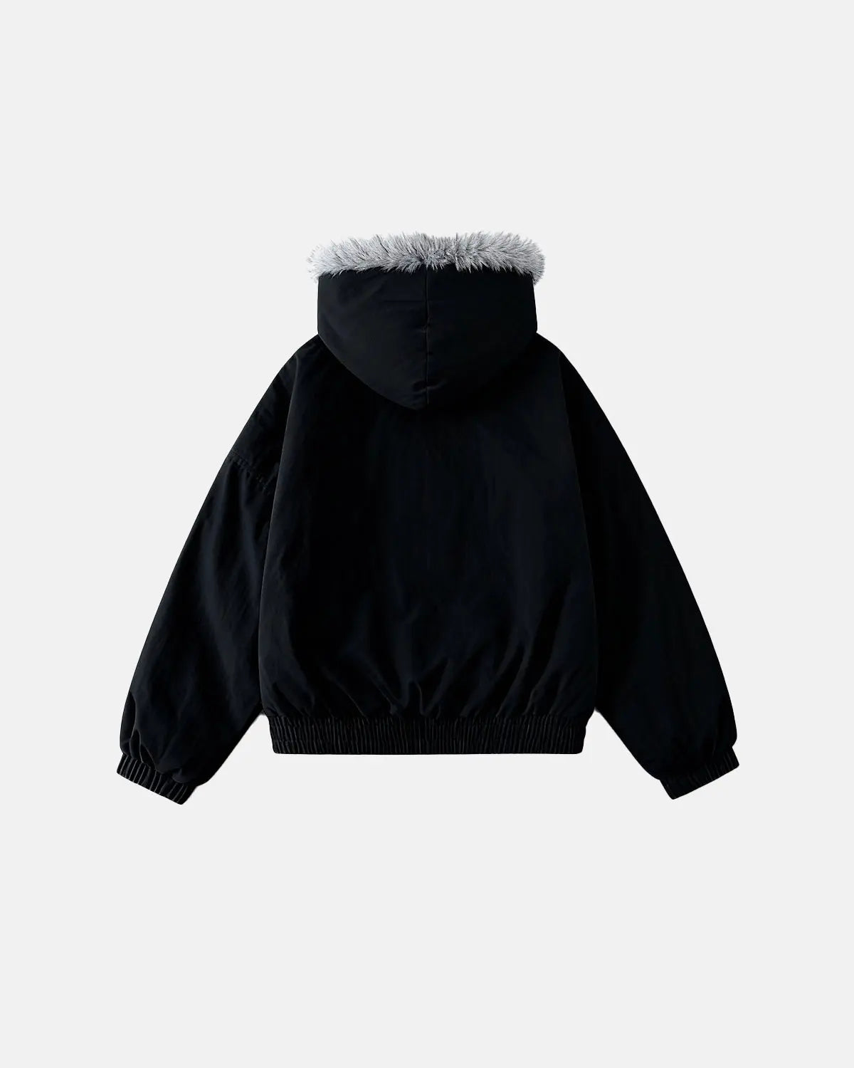 Inflation Streetwear faux fur lined padded bomber jacket, stylish winter outerwear with a plush fur interior and quilted design.