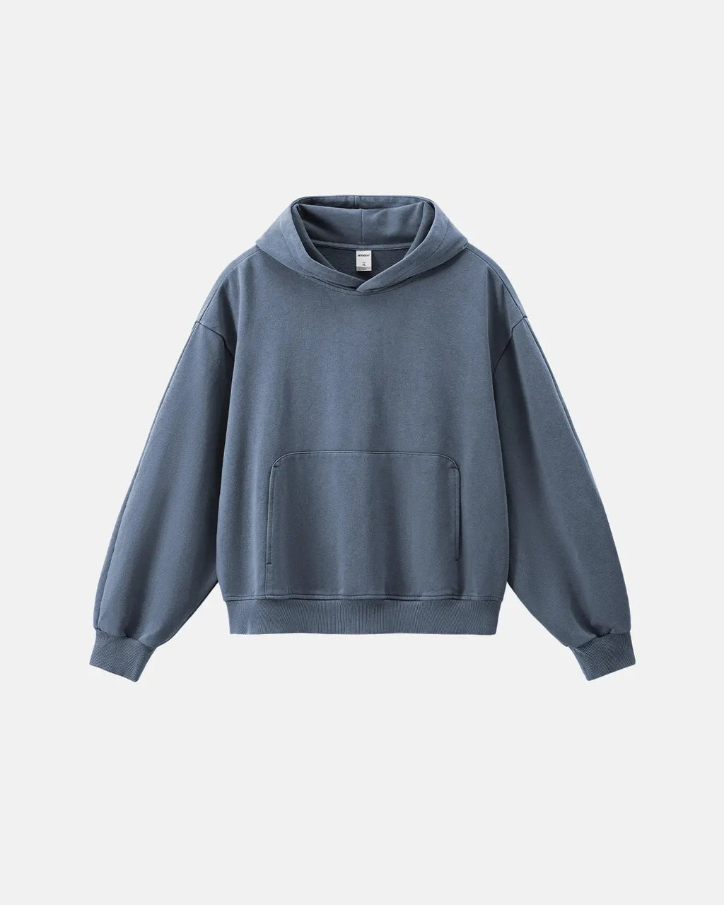 Inflation Streetwear garment washed French Terry hoodie in neutral color, featuring a relaxed fit and soft fabric texture.