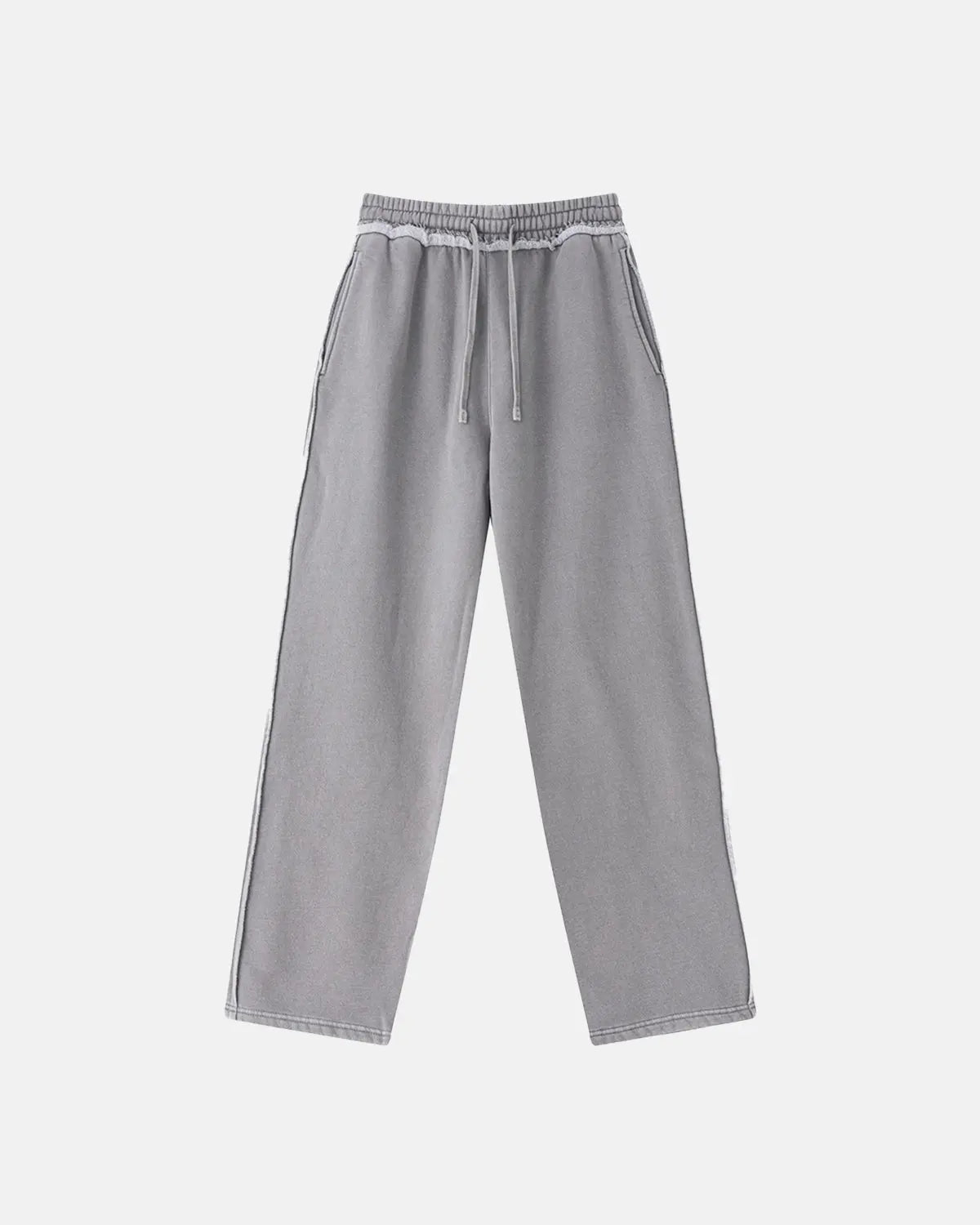 Wash patchwork straight leg sweatpants by Flation, featuring a stylish patchwork design and comfortable fit in soft fabric.