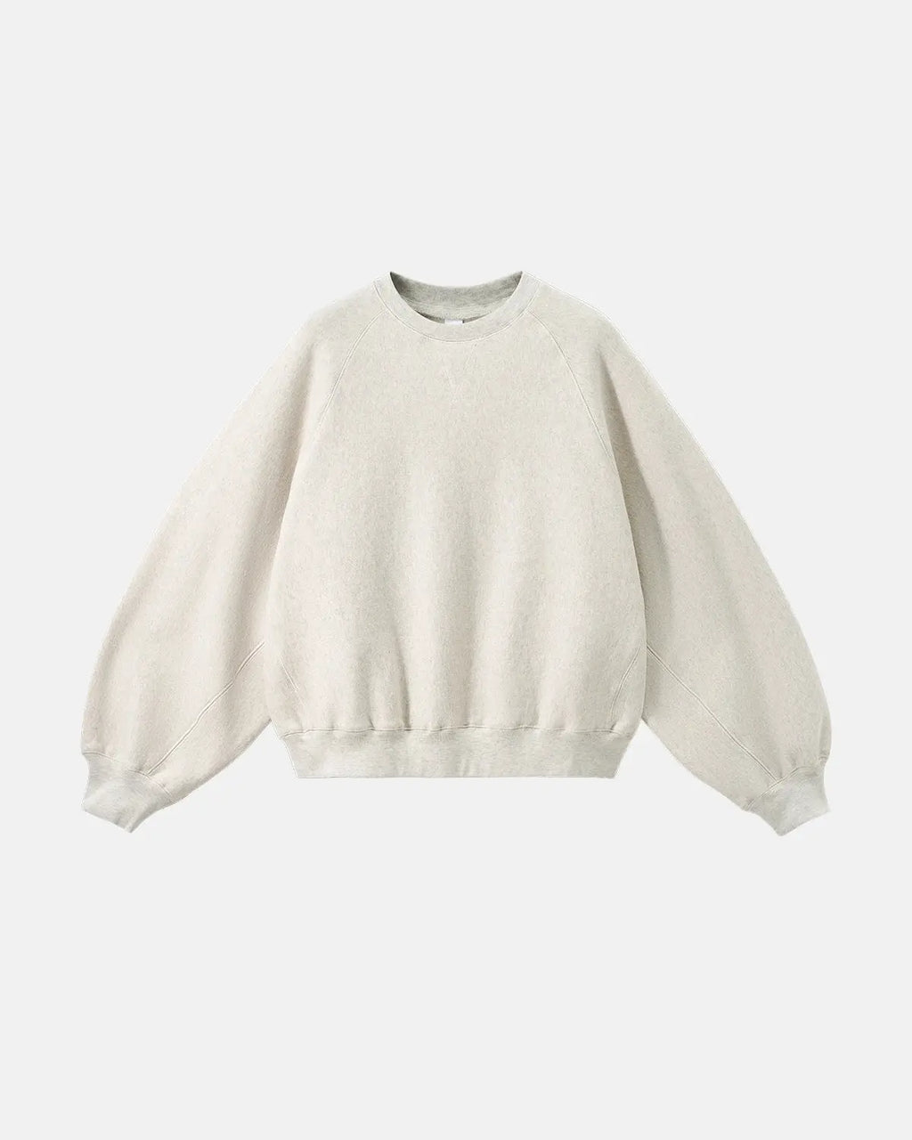 Inflation Streetwear batwing sleeve fleece crewneck sweatshirt in black, featuring oversized sleeves and a cozy, casual fit.