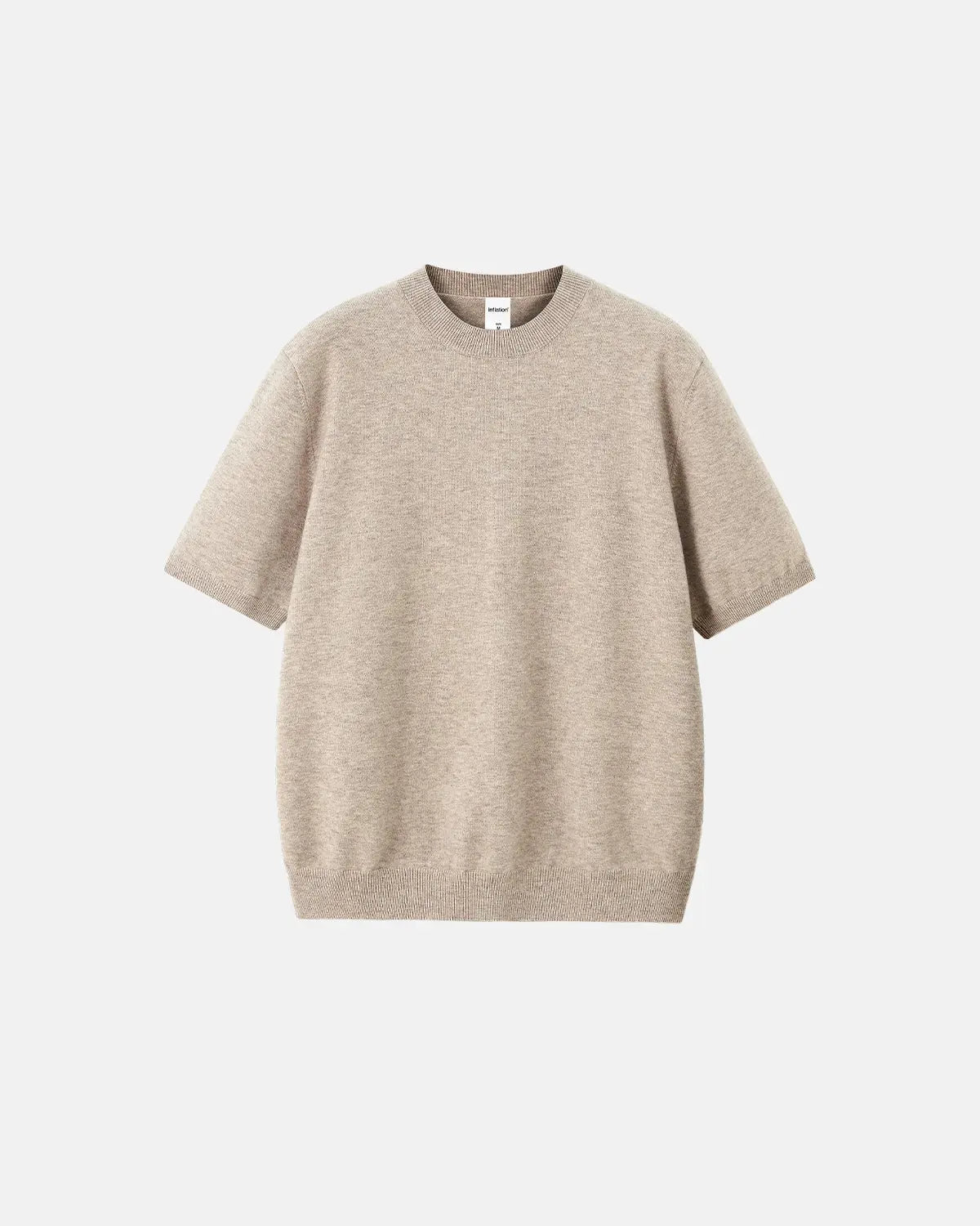 Inflation Streetwear short-sleeved crewneck sweater in knitwear with a textured pattern, showcasing a stylish casual design.