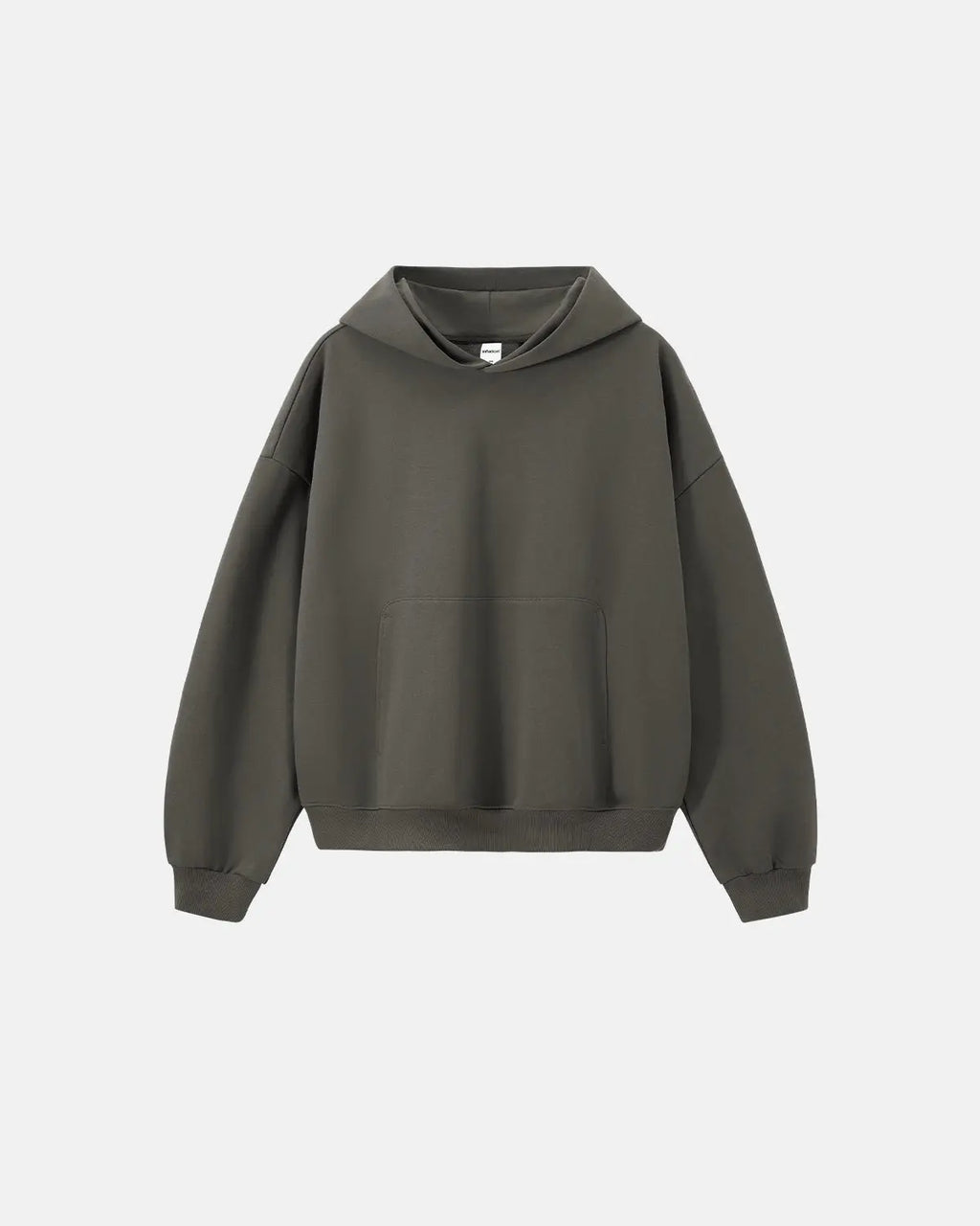 Blank boxy fit French Terry hoodie by Flation, featuring a casual oversized style and soft textured fabric.
