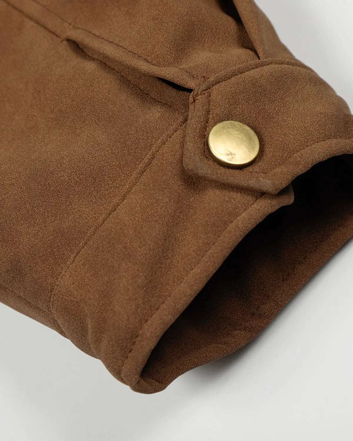 Inflation Horse Embroidery suede padded jacket featuring a clasp closure, stylish streetwear design with detailed horse embroidery.