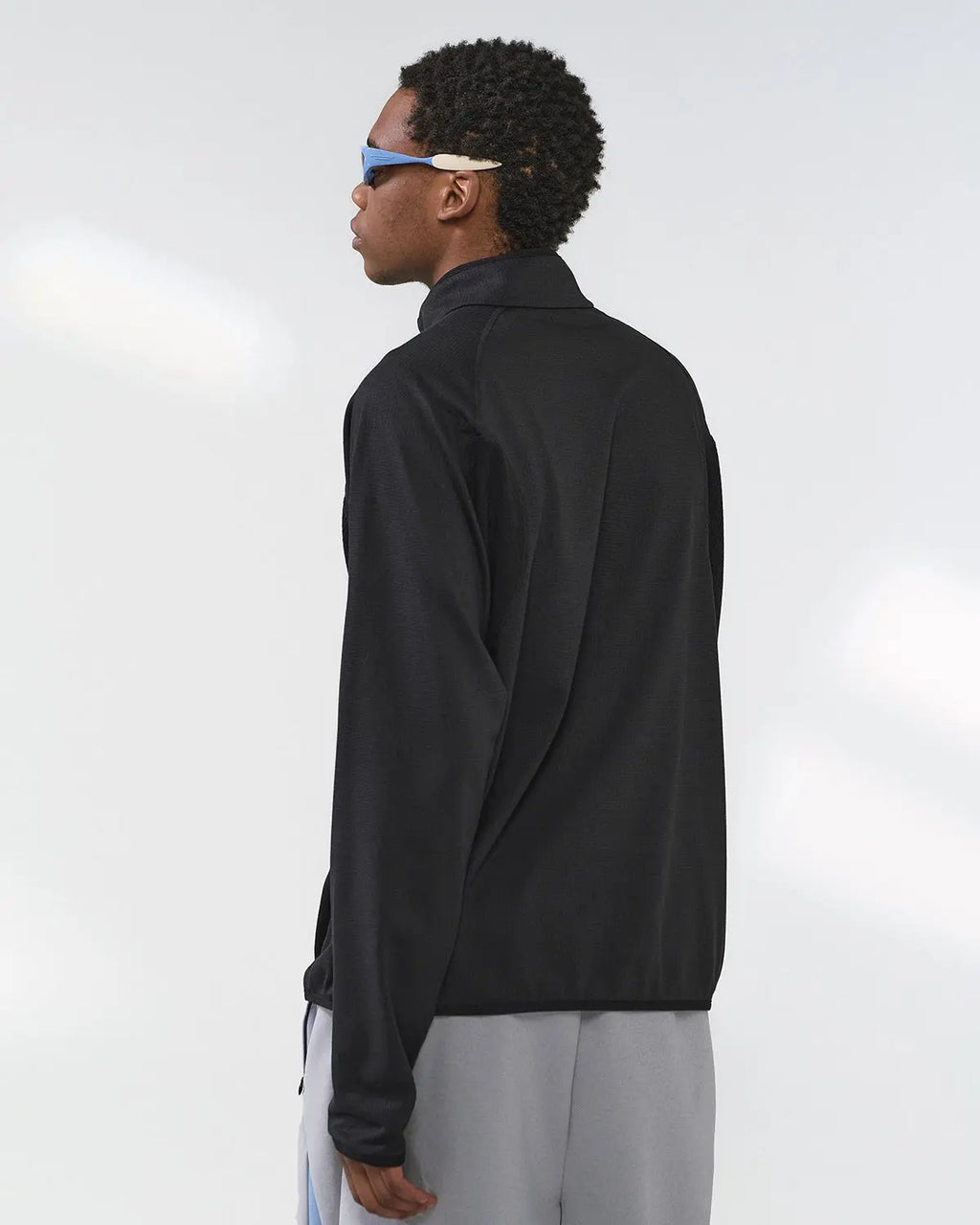 Inflation Streetwear breathable grid fleece half-zip sweatshirt in stylish design, showcasing the soft, textured fabric and relaxed fit.
