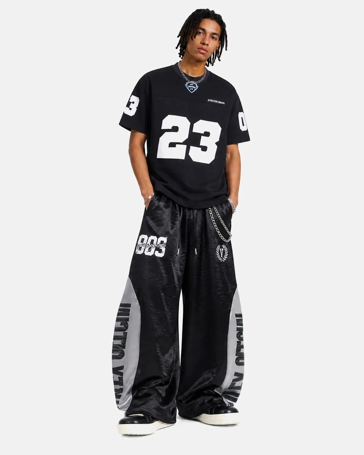 Inflation Streetwear varsity number applique T-shirt featuring bold stitched number design on soft cotton fabric