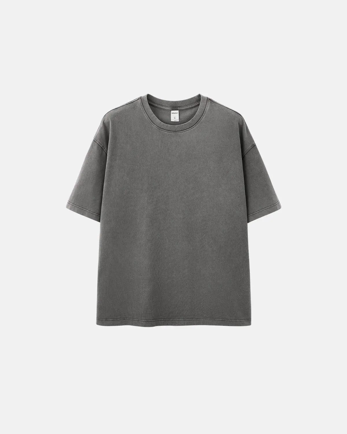 Oversized heavyweight washed tee from Flation Streetwear, featuring a relaxed fit and distressed texture in neutral tones.