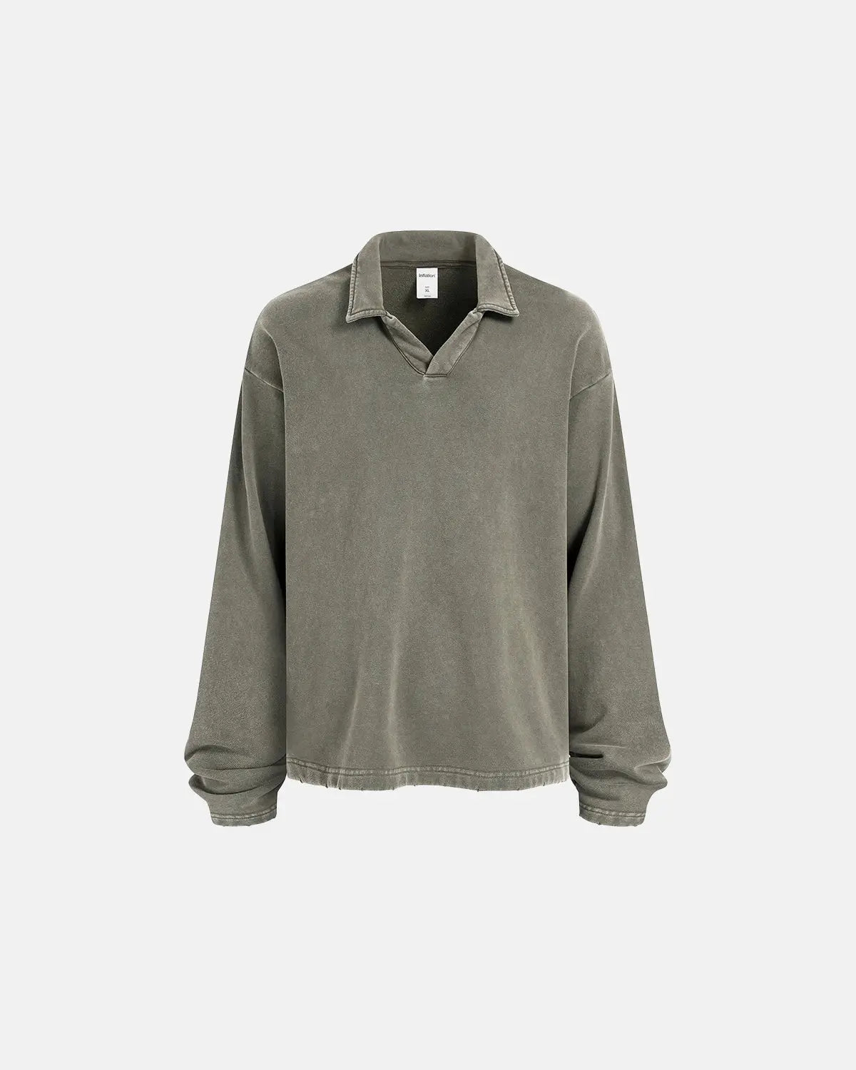 Inflation Streetwear acid wash polo shirt, casual t-shirt with a vintage-inspired, distressed look, featuring a classic collar and short sleeves.
