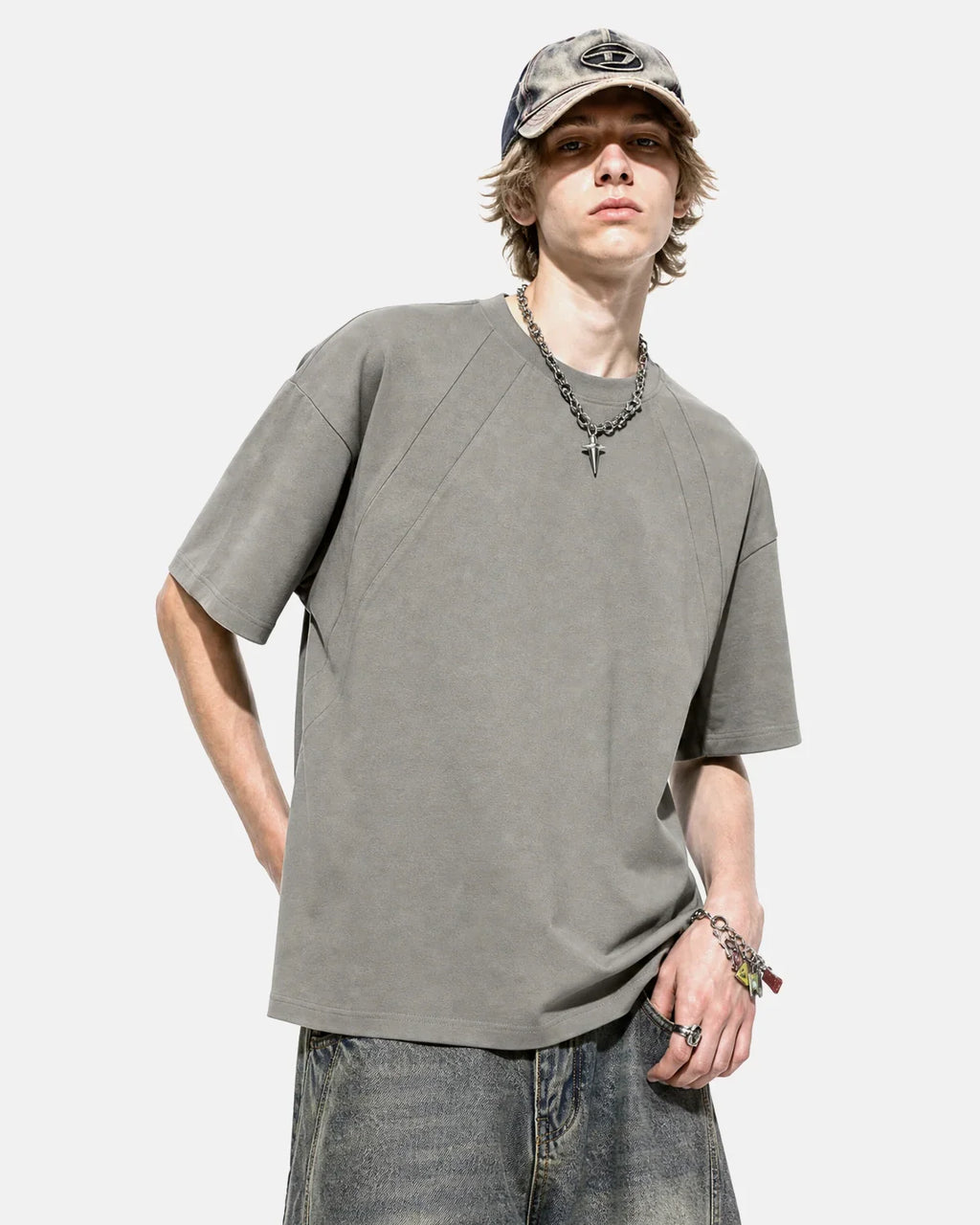 Boxy deconstructed T-shirt by INFLATION Streetwear, featuring a relaxed fit and modern design in a casual style.