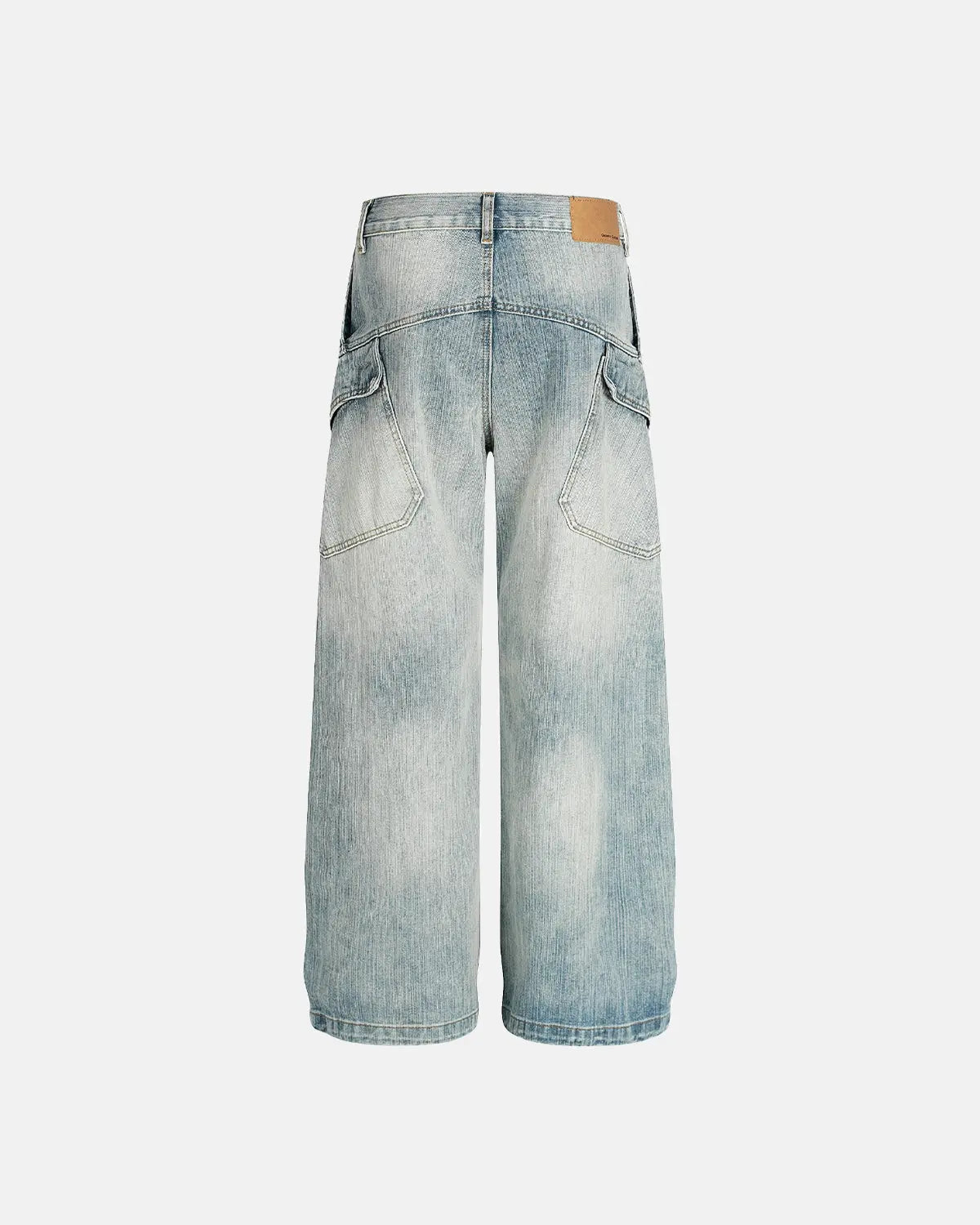 Inflation Stitching Bamboo Weave Baggy Jeans featuring relaxed fit and intricate bamboo-inspired stitching details.