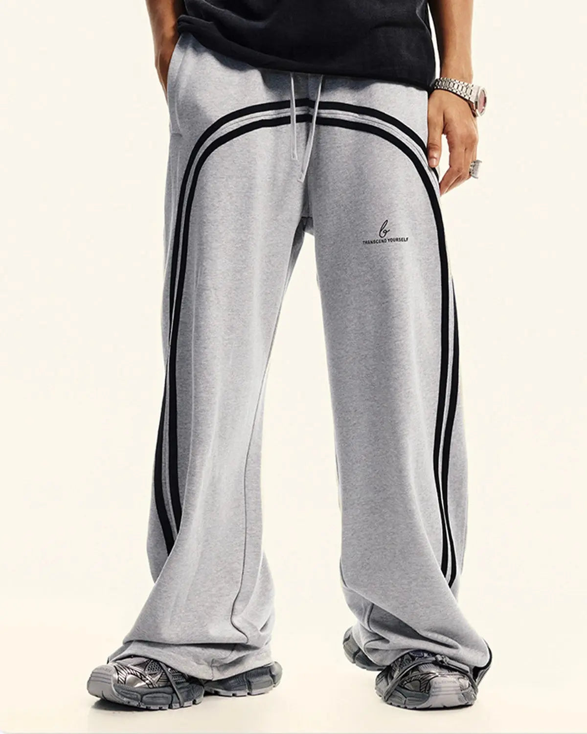 Washed ribbon wide leg sweatpants by Flation Streetwear featuring relaxed fit and soft fabric in a casual street style.