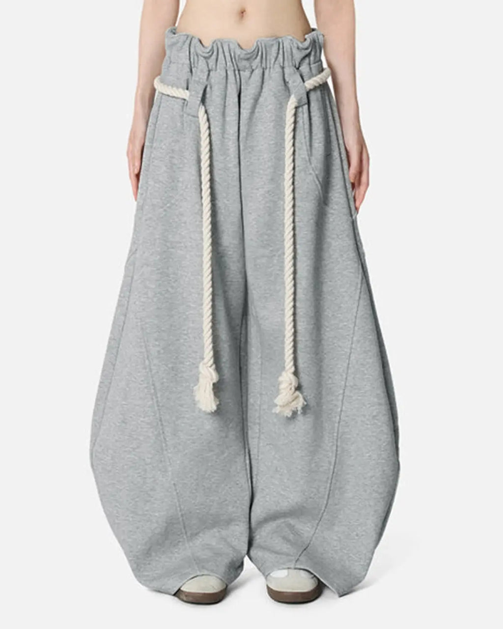 Flation Super Baggy Barrel Sweatpant in black, with a relaxed fit and drawstring waist, streetwear style casual clothing.