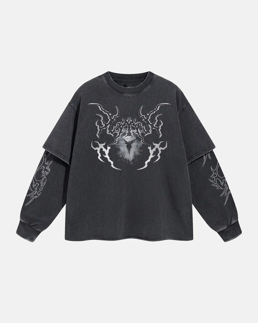 Retro Raw Edge Graphic T-shirt by Flation Streetwear featuring bold, distressed design and raw hem details.