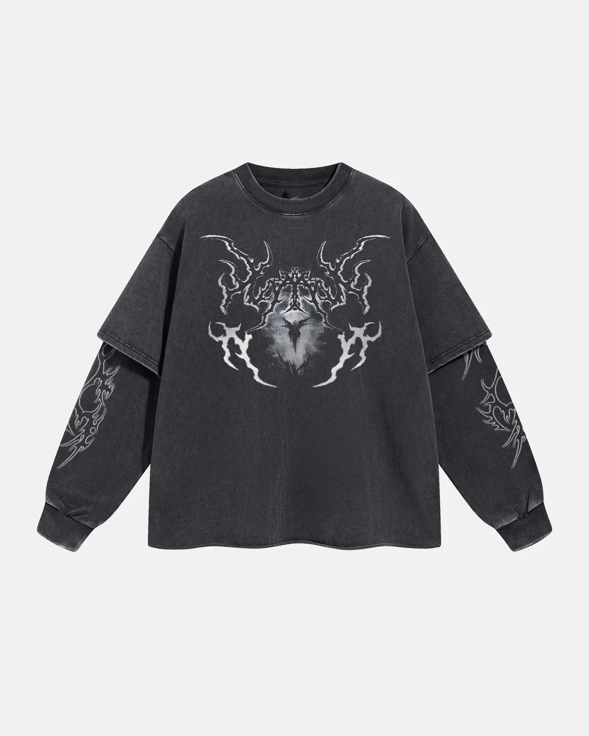 Retro Raw Edge Graphic T-shirt by Flation Streetwear featuring bold, distressed design and raw hem details.