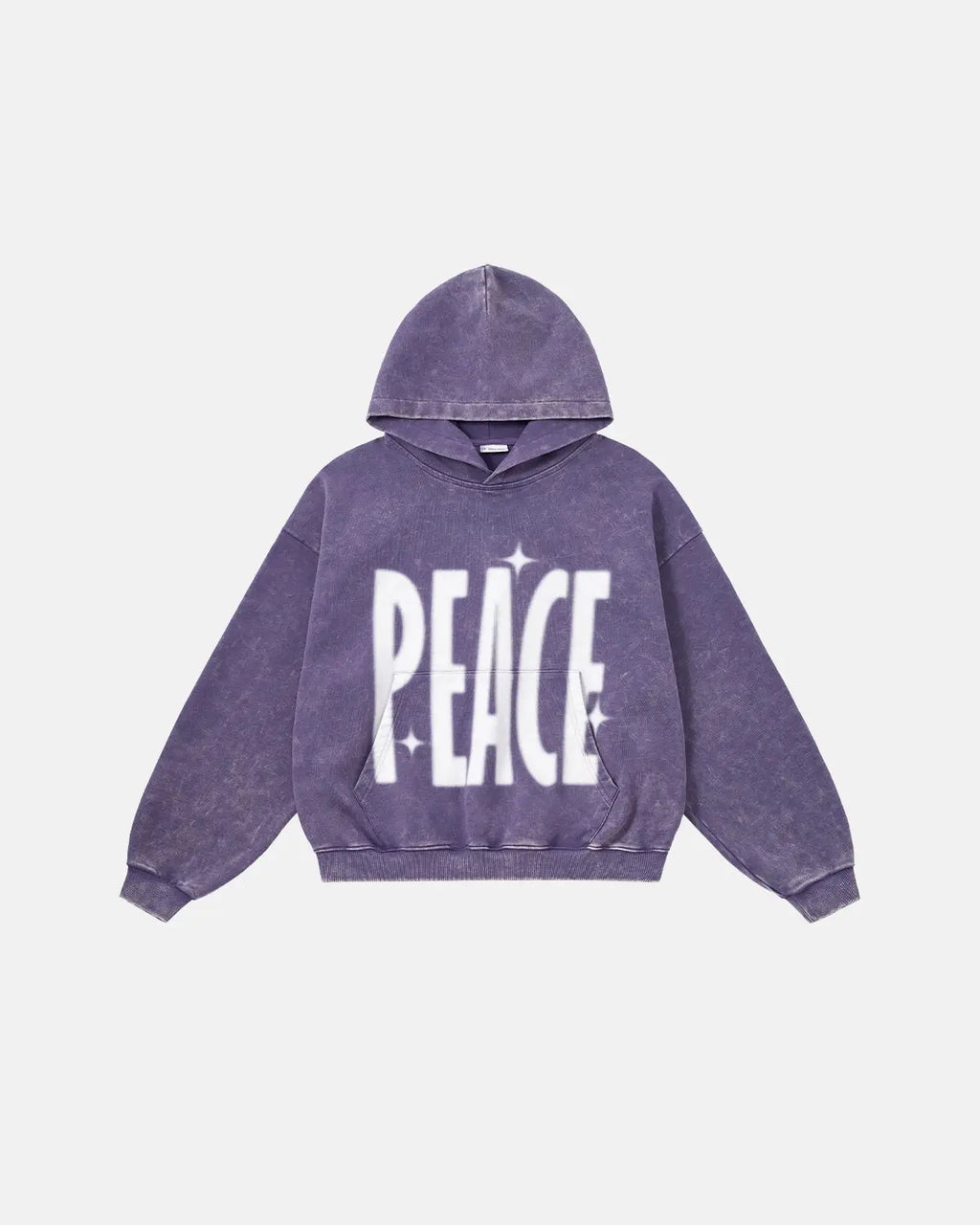 Inflation "Peace" acid washed hoodie with a relaxed fit, featuring a bold peace sign graphic on soft, vintage-style streetwear.
