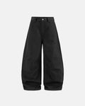 Raw Baggy Barrel Jeans by Flation Streetwear featuring a relaxed fit and distressed details on light denim fabric.