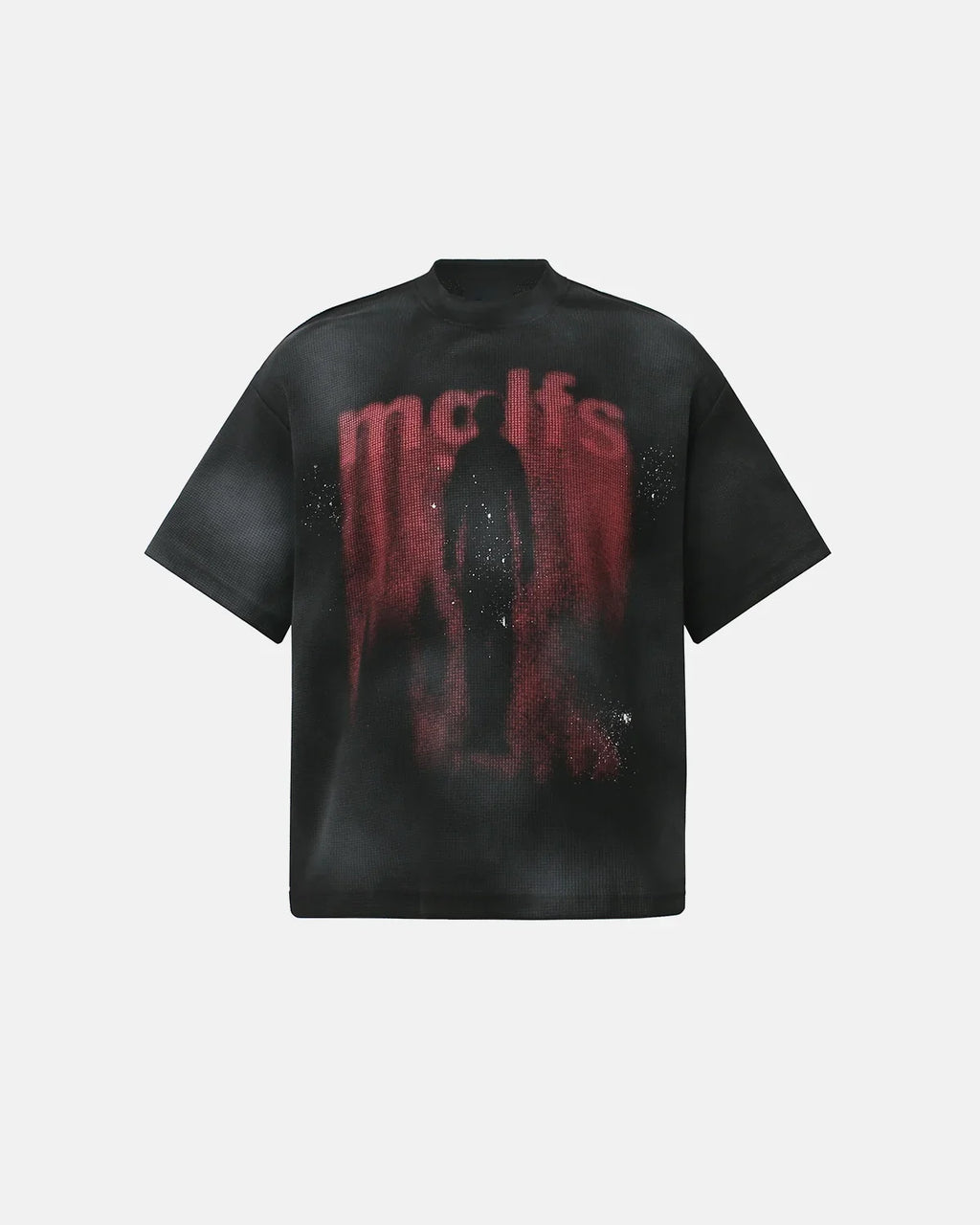 Black cotton T-shirt with gothic letter print from Inflation Streetwear, featuring bold gothic-style typography.