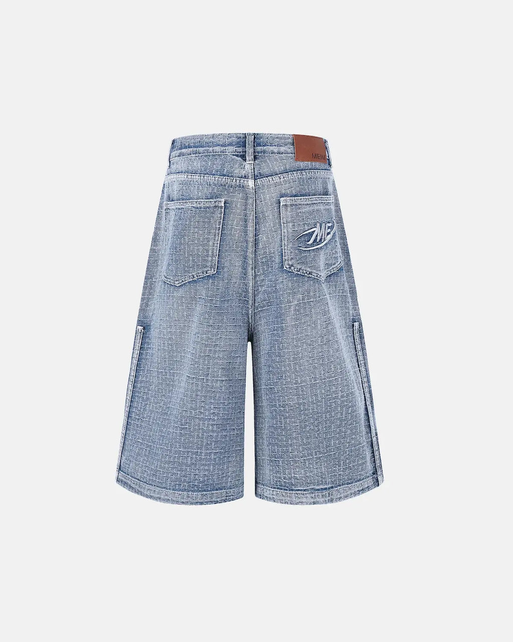 Baggy jorts with grid texture from Inflation Streetwear, featuring a relaxed fit and trendy streetwear style.