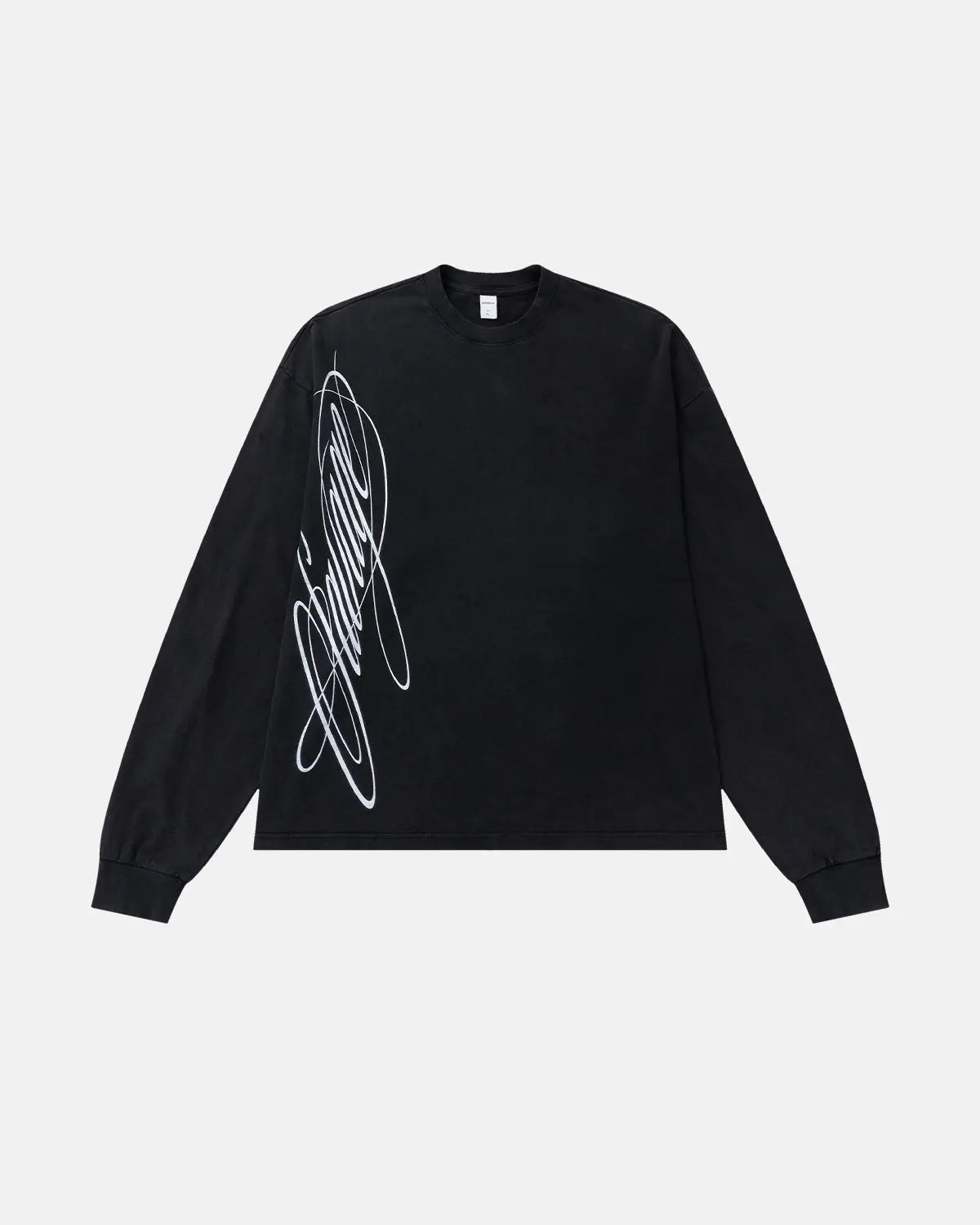 Boxy script graphic washed T-shirt by INFLATION featuring a casual fit and streetwear style with bold printed design.