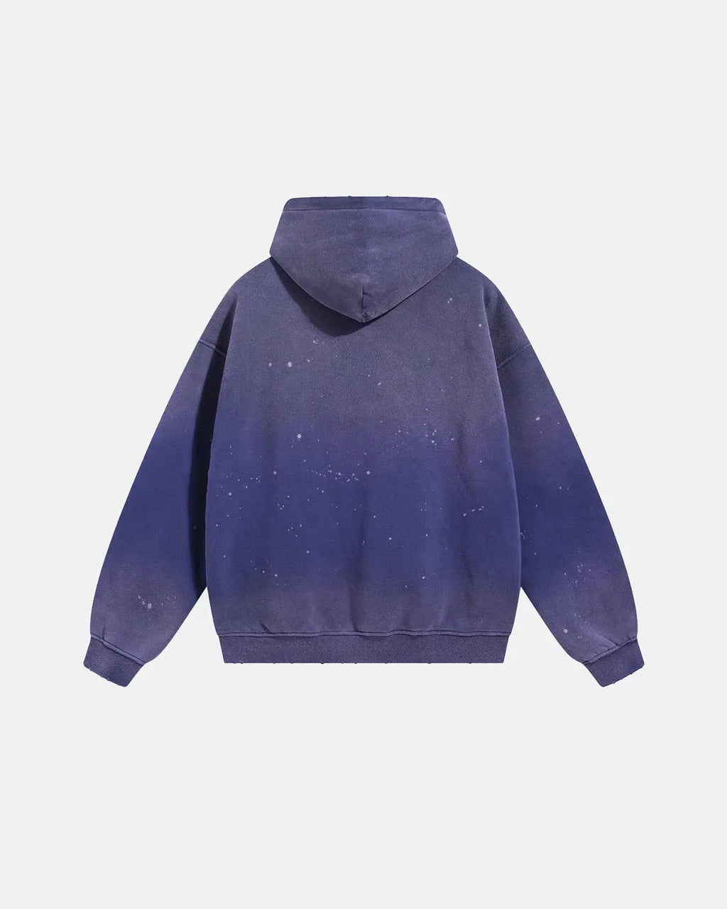 Acid washed ripped fleece hoodie by Flation Streetwear featuring distressed details and a relaxed fit.