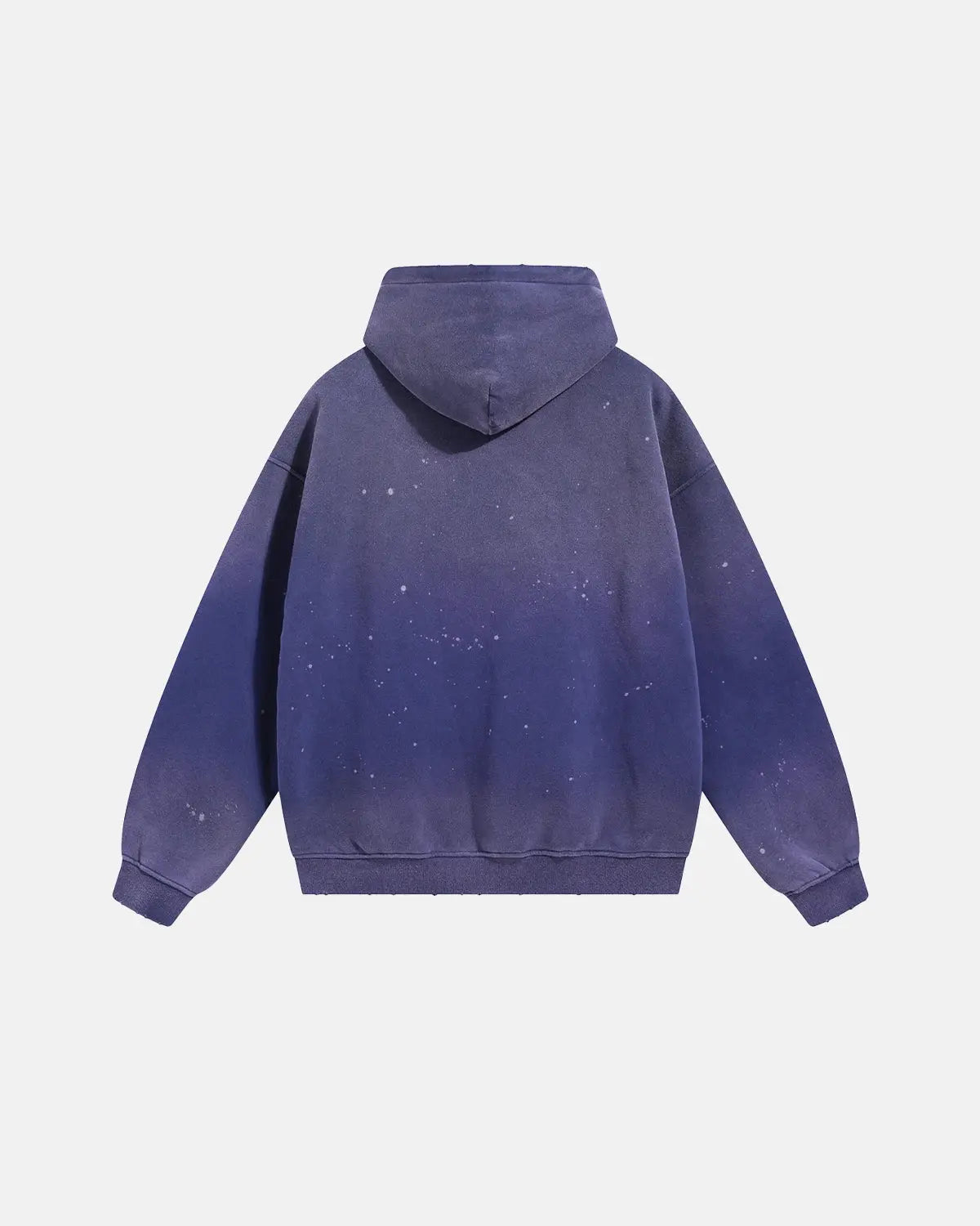 Acid washed ripped fleece hoodie by Flation Streetwear featuring distressed details and a relaxed fit.