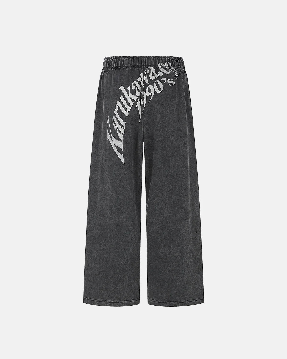 Inflation Streetwear washed graphic wide-leg sweatpants with relaxed fit and bold graphic design, casual streetwear style.