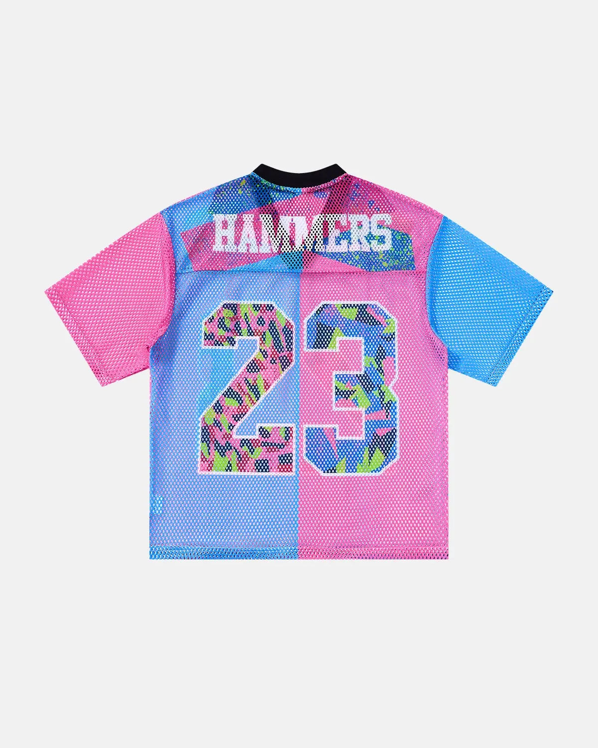 Inflation Streetwear camo graphic mesh jersey tee featuring a bold camouflage pattern and breathable mesh fabric.