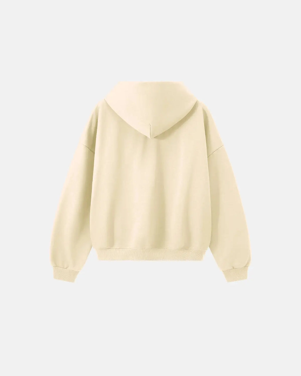 Blank boxy fit French terry hoodie by Flation, casual streetwear with relaxed fit and soft fabric, front view.