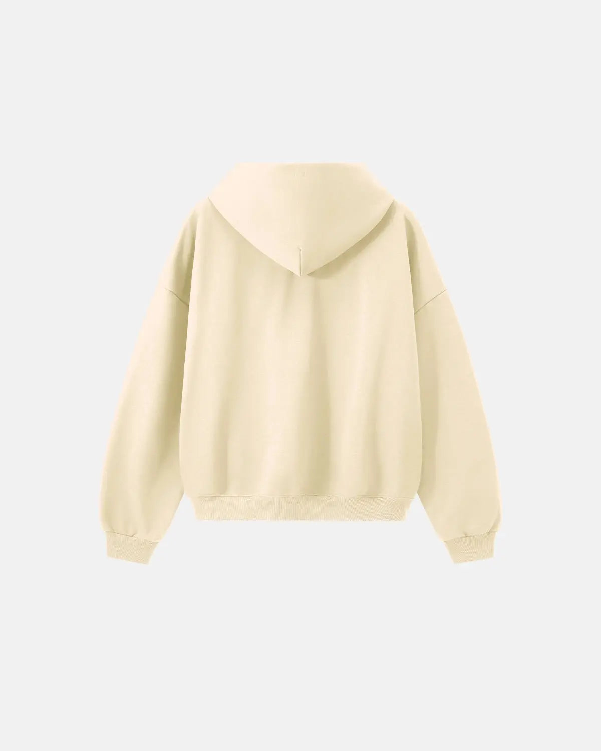 Blank boxy fit French terry hoodie by Flation, casual streetwear with relaxed fit and soft fabric, front view.