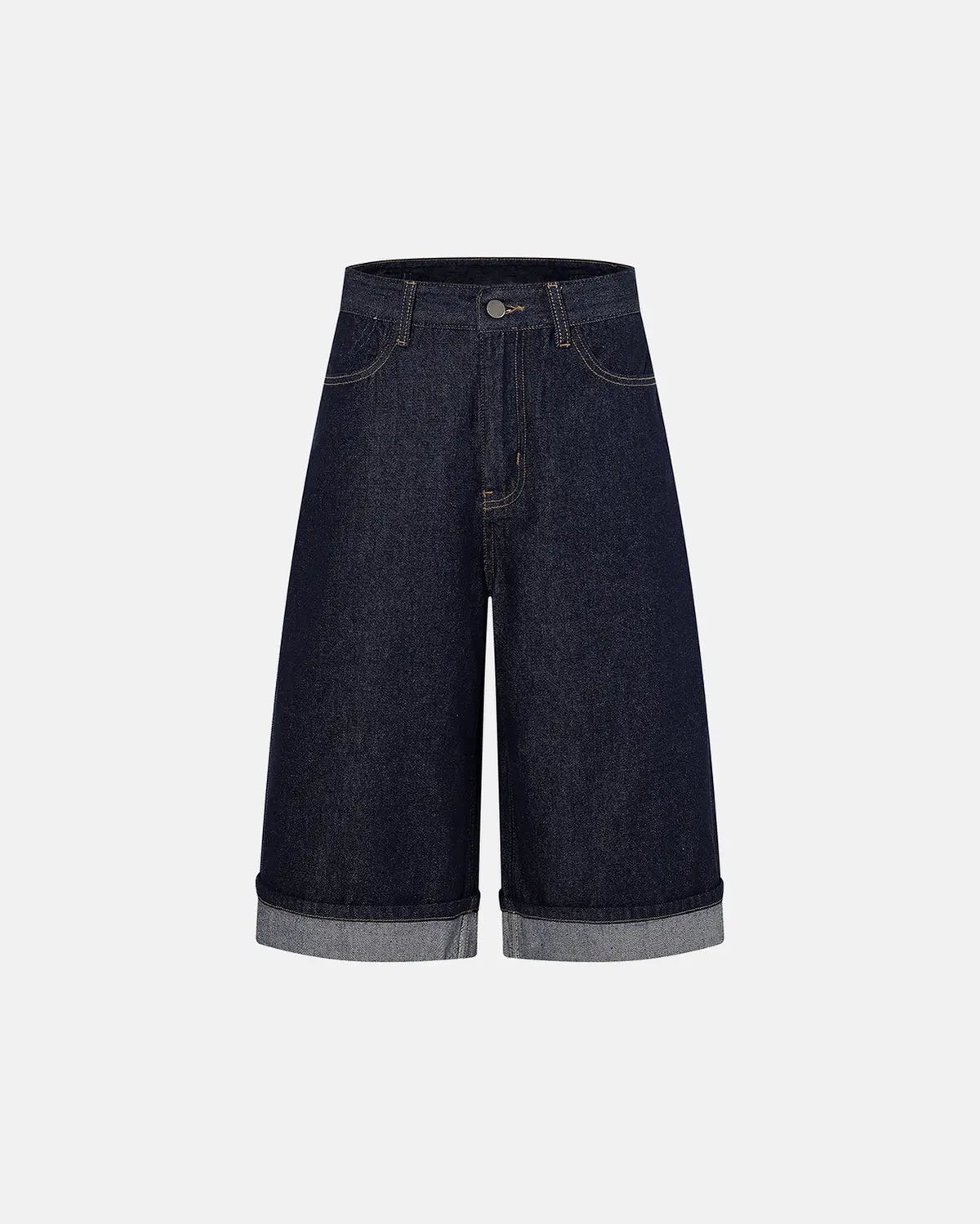 Inflation streetwear cinch back baggy denim jorts, casual pants with relaxed fit and distressed denim detail.