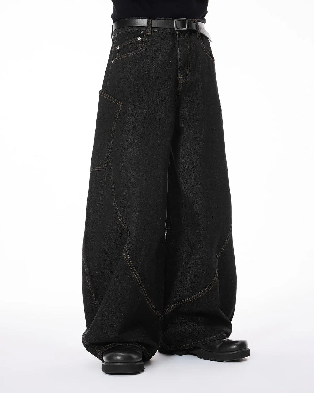 Colorful rhinestone raw barrel jeans by Flation Streetwear featuring vibrant embellishments and distressed denim style.