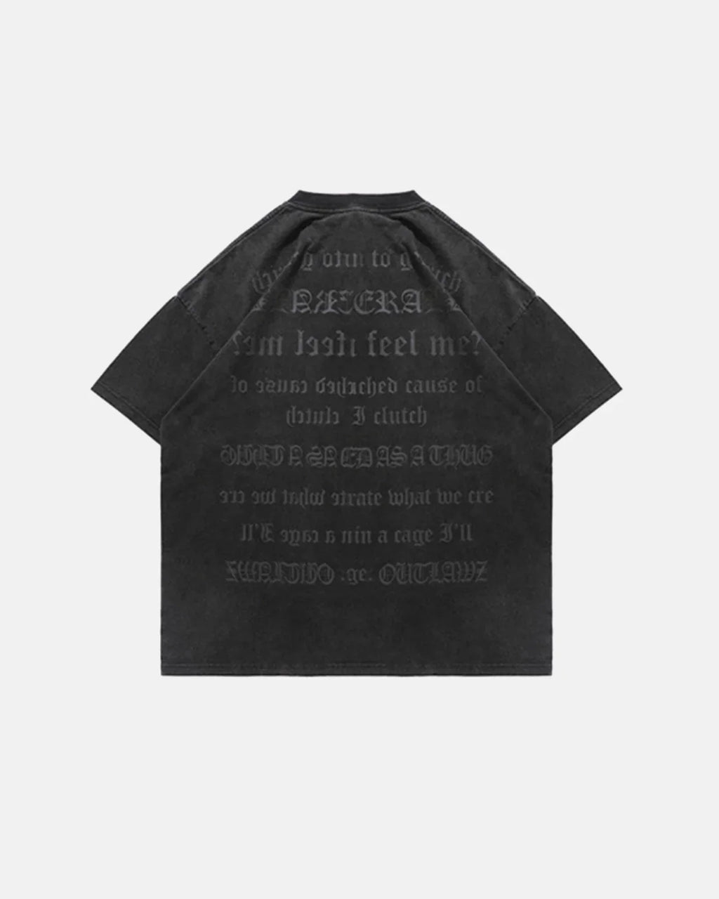 Inflation Streetwear Puff Print Washed T-Shirt, casual black cotton tee with textured puff print design, short sleeves and crew neck.