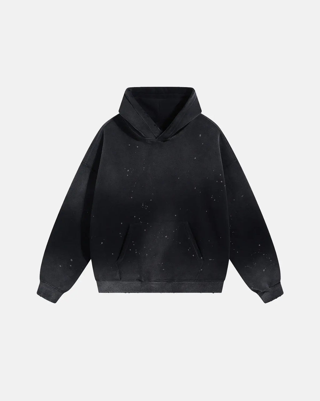 Acid washed ripped fleece hoodie by Flation Streetwear featuring distressed details and a relaxed fit for casual style.