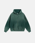 Acid washed ripped fleece hoodie by Flation Streetwear featuring distressed details and a relaxed fit.