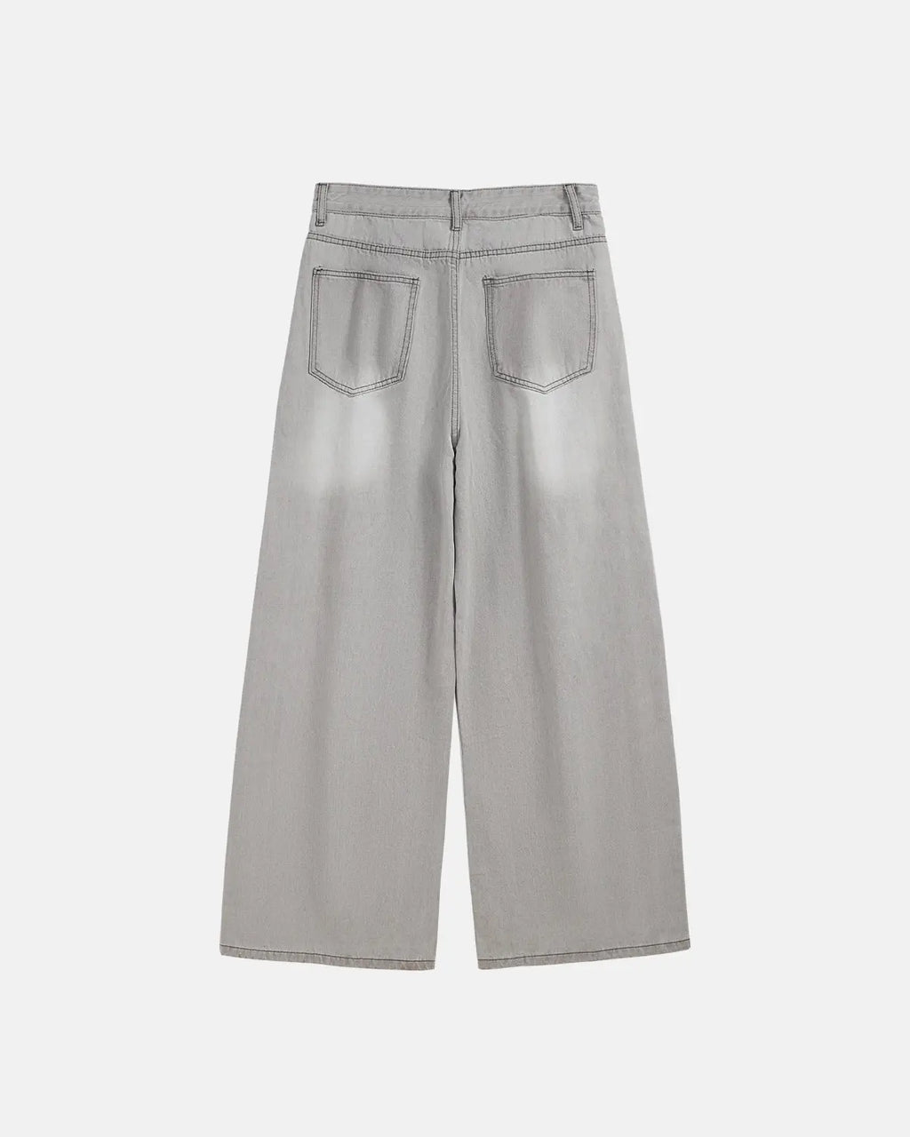Light blue washed distressed baggy jeans by Flation Streetwear with ripped details and relaxed fit.