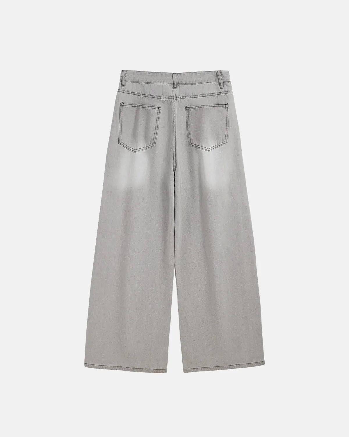 Light blue washed distressed baggy jeans by Flation Streetwear with ripped details and relaxed fit.