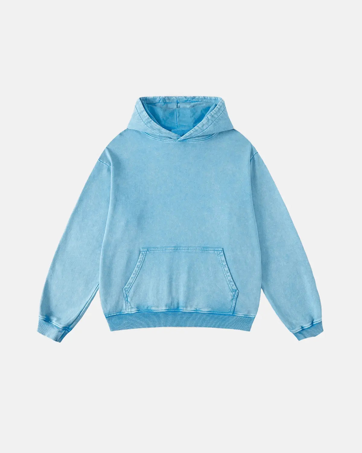 Acid washed French Terry hoodie from INFLATION Streetwear, featuring a relaxed fit and casual style with a distressed finish.