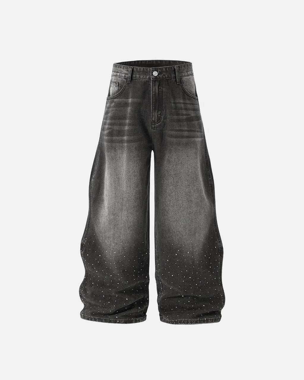 InflationUS Wave Washed Baggy Jeans, relaxed fit denim pants with a faded, washed look and wide leg style.