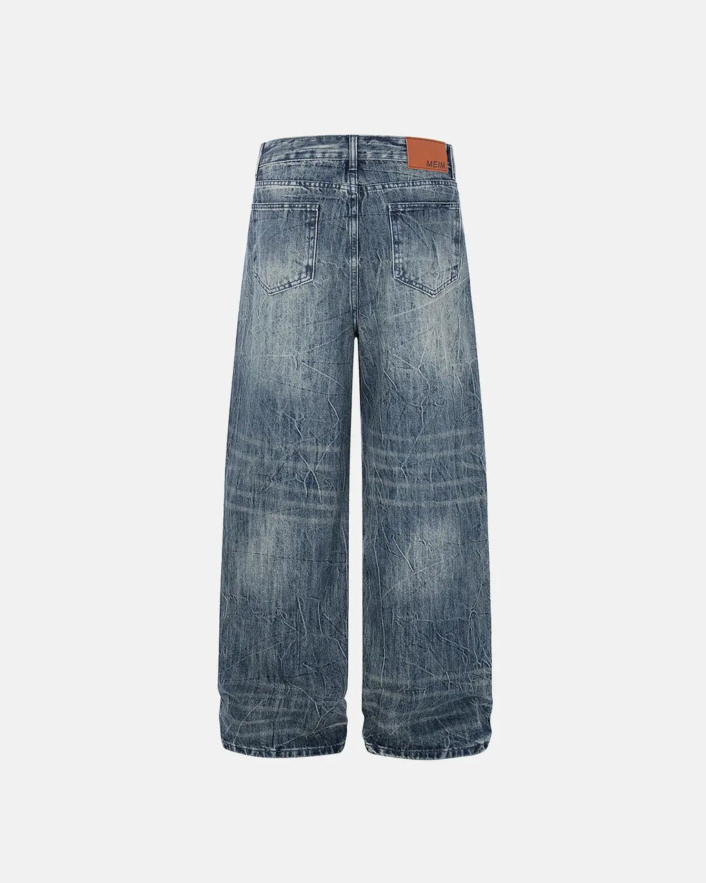 Textured wash baggy jeans by Inflation Streetwear featuring a relaxed fit and distressed denim look.