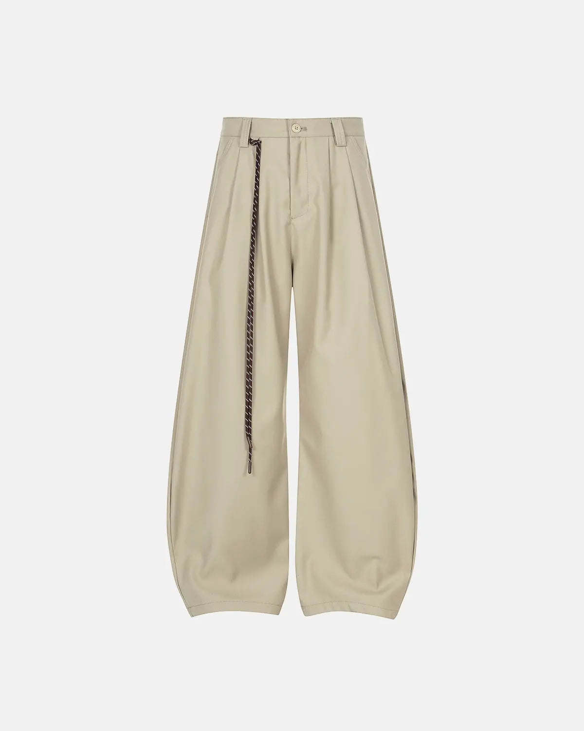 Inflation Rope Belt Wide Leg Tailored Pants with stylish belt and relaxed fit, perfect for contemporary streetwear fashion.