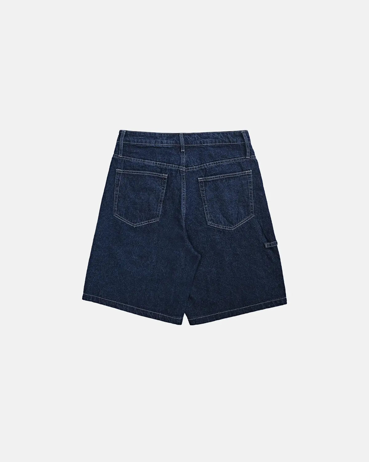 Pair of Flation Vintage Straight Washed Jorts, denim pants with a relaxed fit and distressed wash, styled for casual wear.