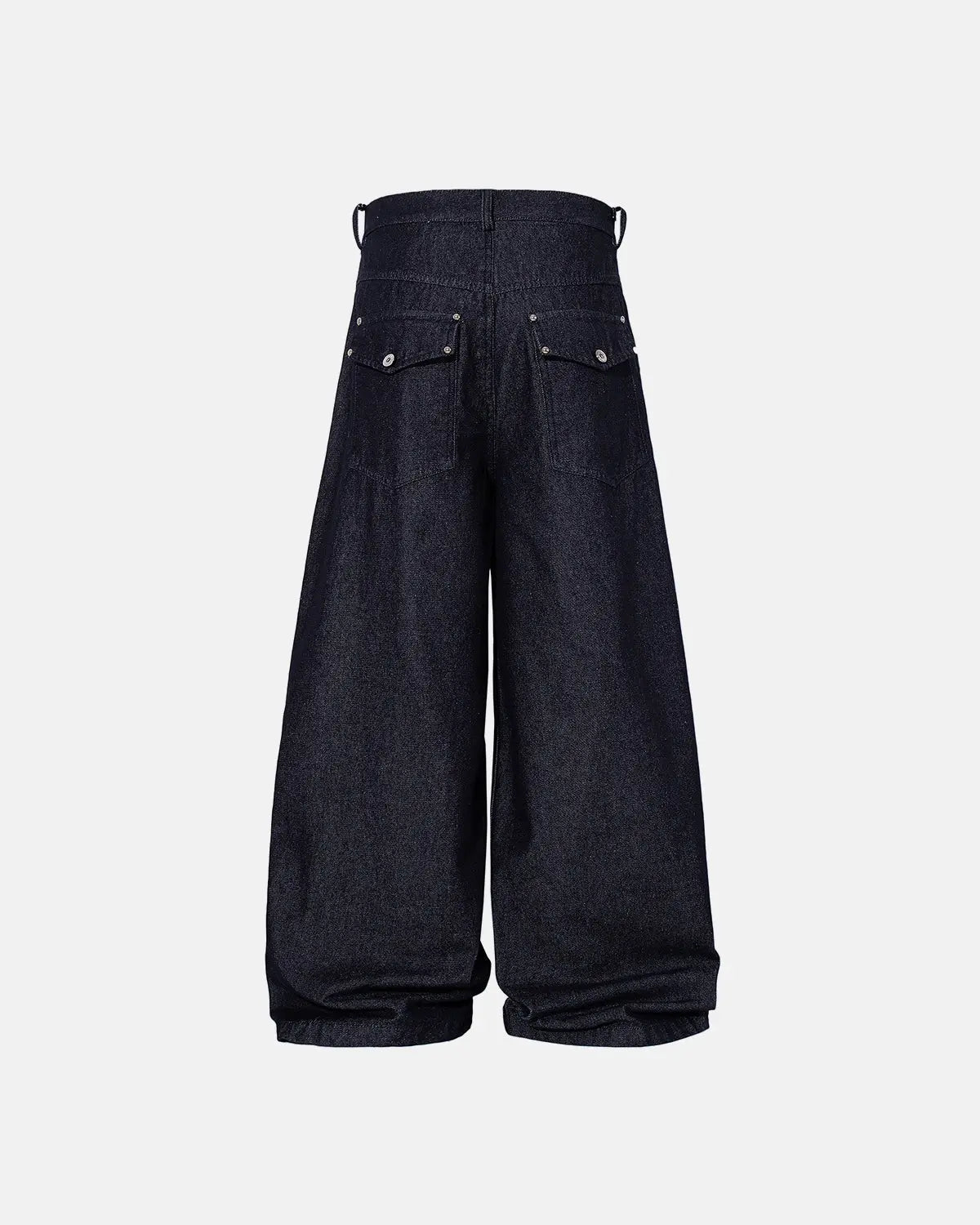 Inflation Buttons Up Raw Blue Baggy Jeans with relaxed fit and rugged denim texture, stylish streetwear by Inflation.