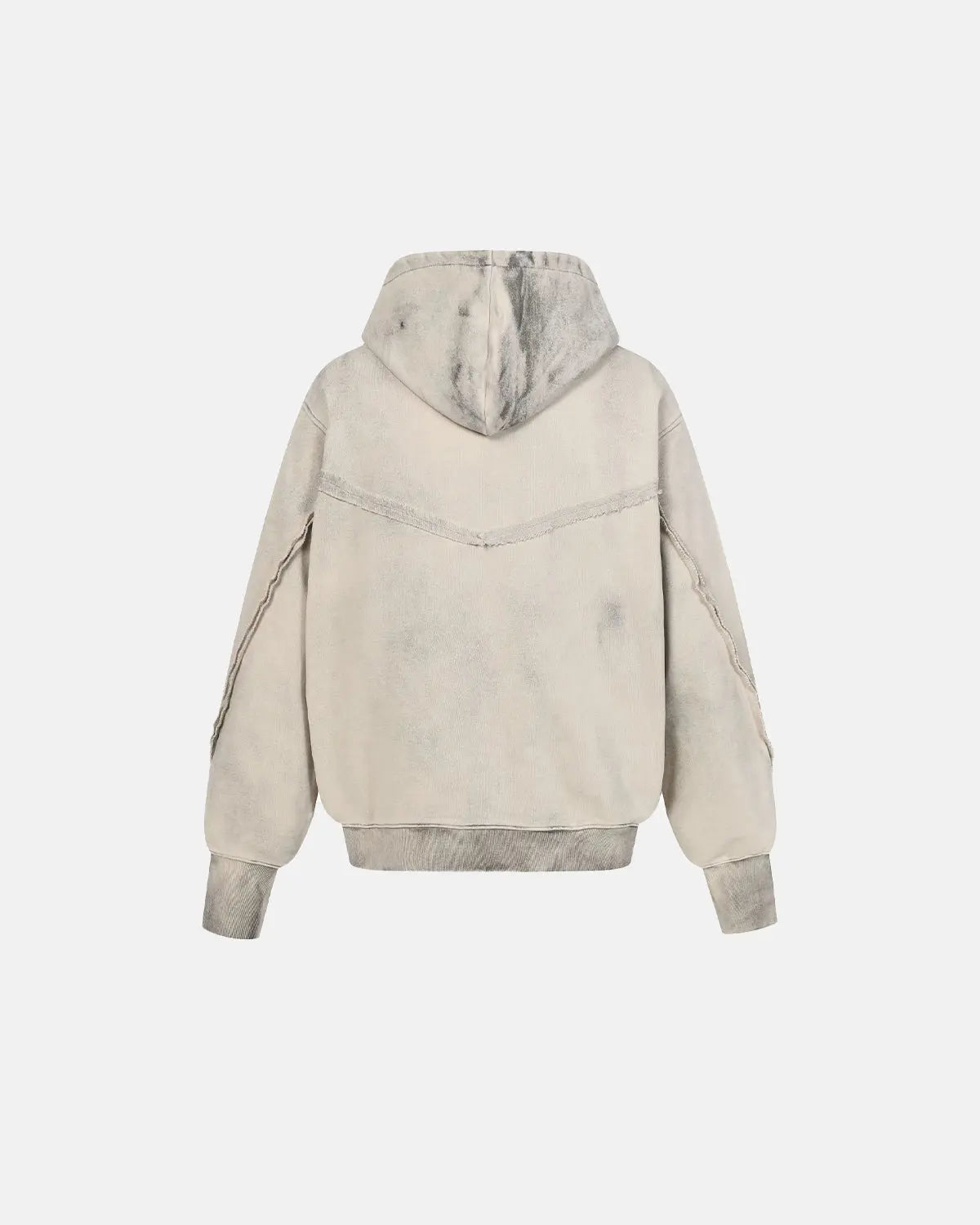 Washed boxy asymmetric zip-up hoodie by INFLATION Streetwear featuring a modern, relaxed fit and unique design details.