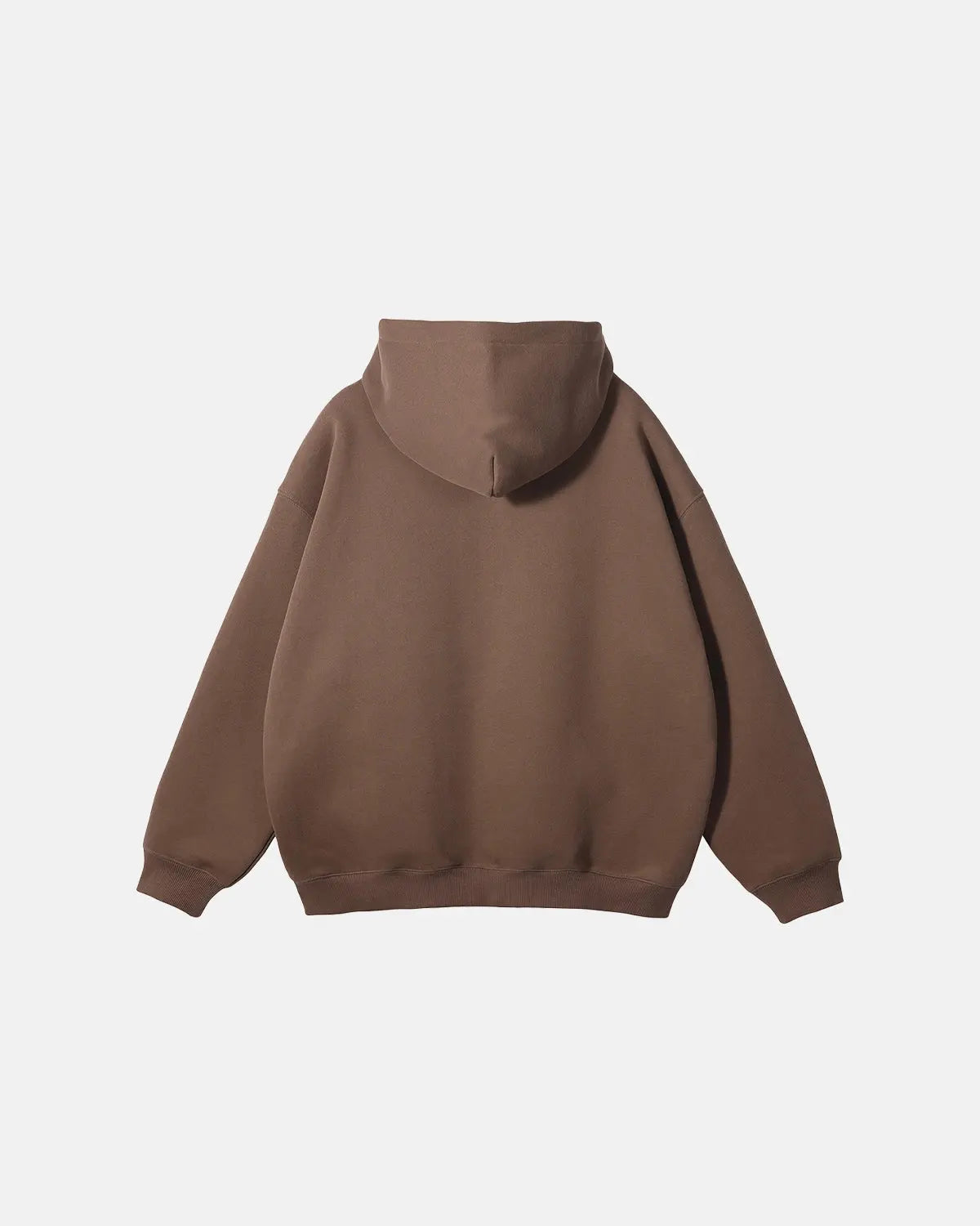 Flation fleece double zip-up hoodie jacket with front pockets and adjustable drawstrings, cozy streetwear style.
