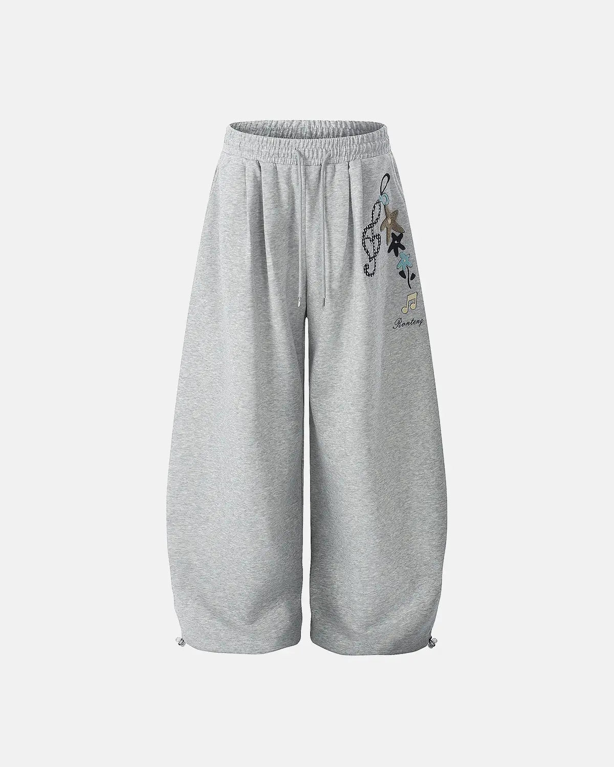 Inflation Streetwear Applique Baggy Sweatpants featuring bold design, relaxed fit, and comfortable cotton fabric.